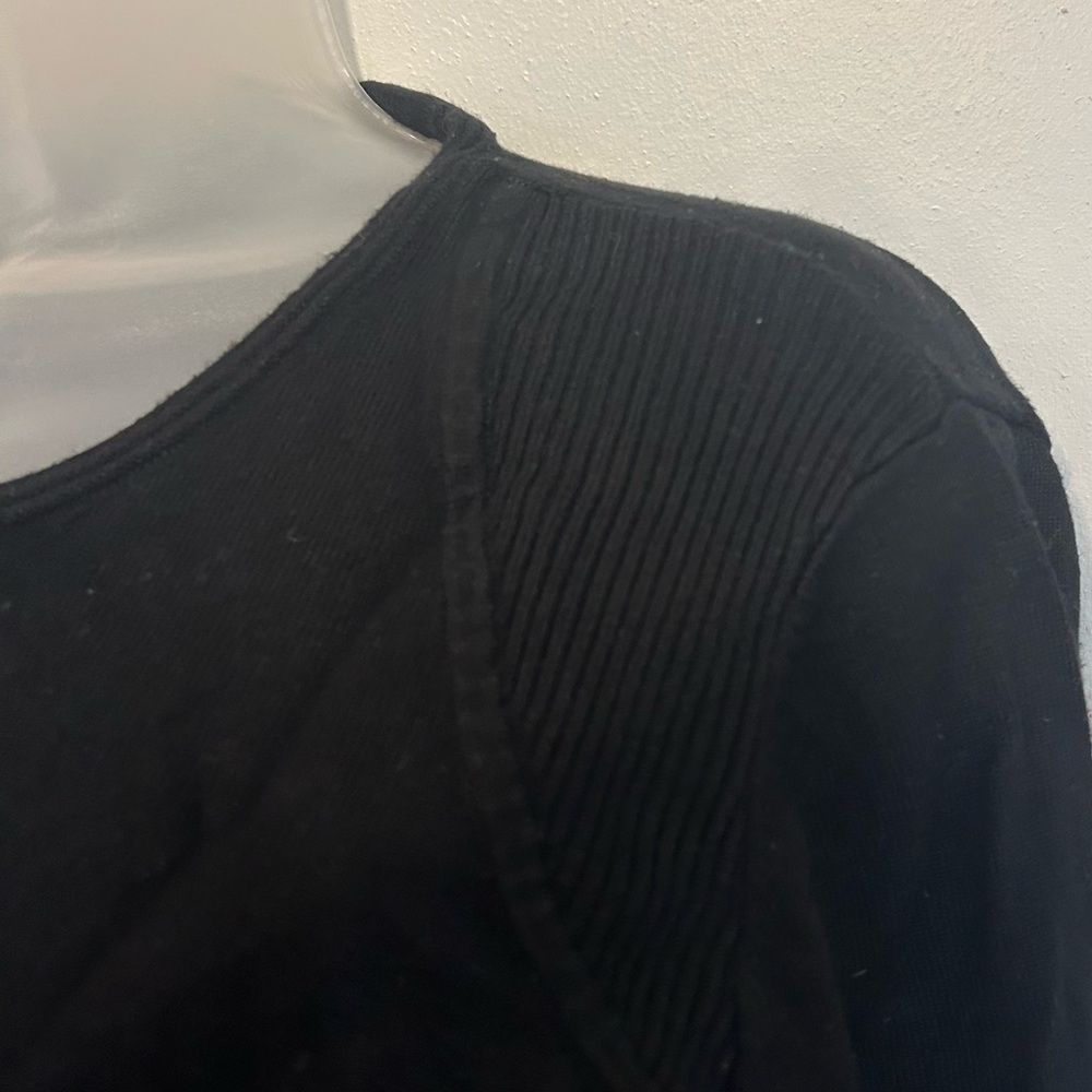 Tribal Black Crew Neck Sweater Shoulder and Side Detail 3/4 Sleeve Size L - Picture 5 of 10